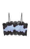 Fleur Du Mal Silk And Lace Bandeau Top In Denim Blue