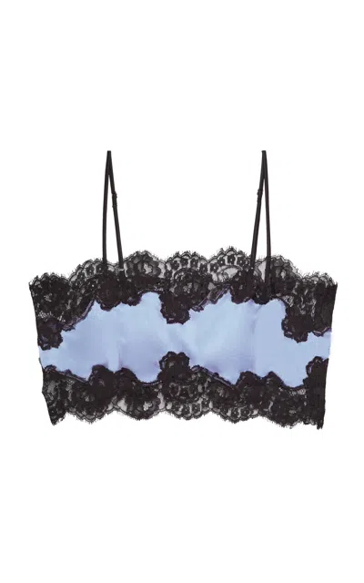 Fleur Du Mal Silk And Lace Bandeau Top In Denim Blue