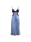 Fleur Du Mal Silk And Lace Cutout Slip Dress In Blue
