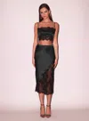 Fleur Du Mal Silk & Lace Scallop Midi Skirt In Black