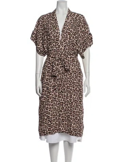 Pre-owned Fleur Du Mal Silk Animal Print Robe In Multicolor