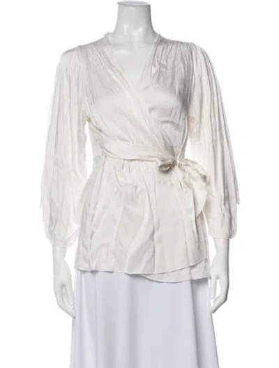 Pre-owned Fleur Du Mal Silk Beaded Accents Robe In Neutrals
