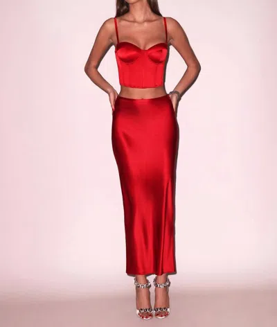 Fleur Du Mal Silk Bias Cutout Skirt In Rouge In Red