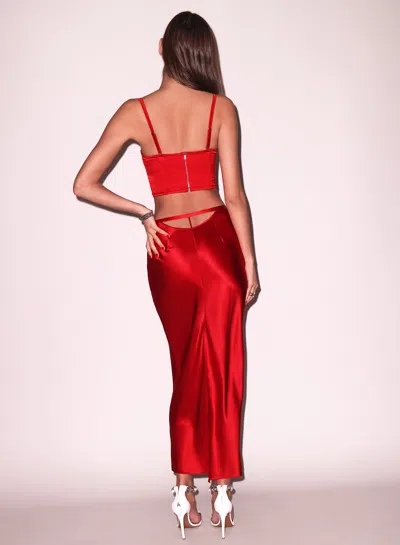 Fleur Du Mal Silk Bias Cutout Skirt In Rouge