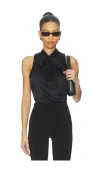 Fleur Du Mal Silk Blouson Bodysuit In Black