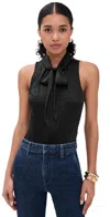 Fleur Du Mal Silk Blouson Bodysuit In Black