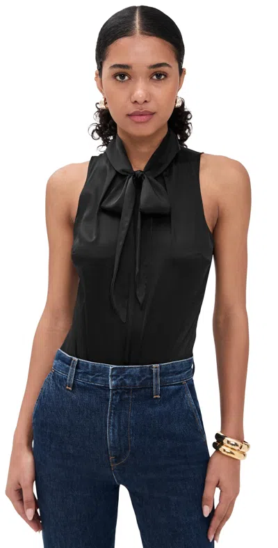 Fleur Du Mal Silk Blouson Thong Bodysuit Black