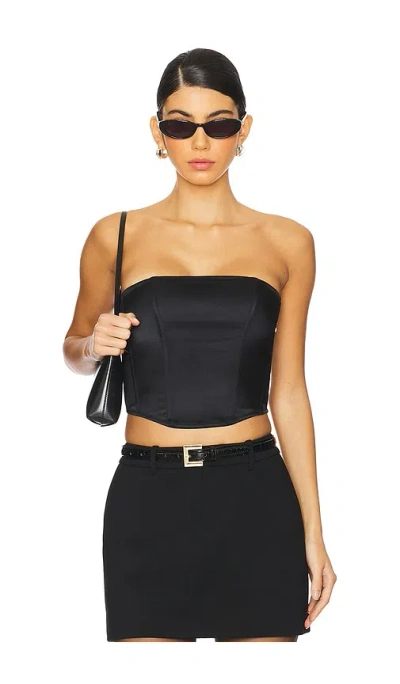 Fleur Du Mal Silk Corset Top In Black