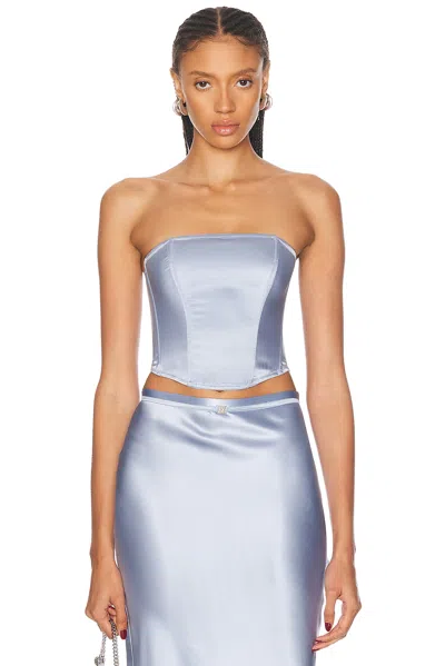 Fleur Du Mal Silk Corset Top In Pastel Sky