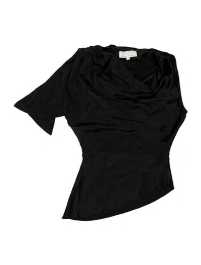 Pre-owned Fleur Du Mal Silk Cowl Neck Crop Top In Black