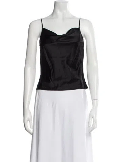 Pre-owned Fleur Du Mal Silk Cowl Neck Top In Black