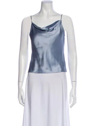 Pre-owned Fleur Du Mal Silk Cowl Neck Top In Blue