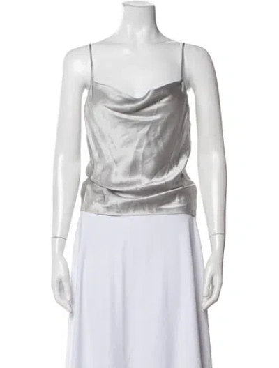 Pre-owned Fleur Du Mal Silk Cowl Neck Top In Gray
