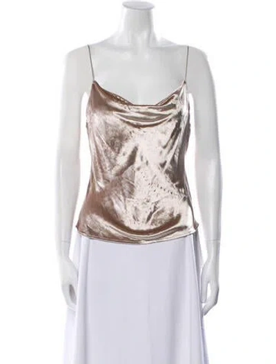 Pre-owned Fleur Du Mal Silk Cowl Neck Top In Neutral