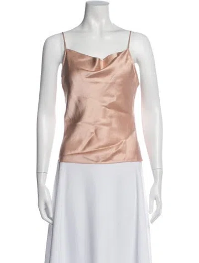 Pre-owned Fleur Du Mal Silk Cowl Neck Top In Pink