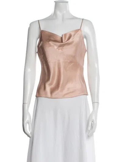 Pre-owned Fleur Du Mal Silk Cowl Neck Top In Pink
