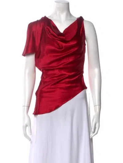 Pre-owned Fleur Du Mal Silk Cowl Neck Top In Pink