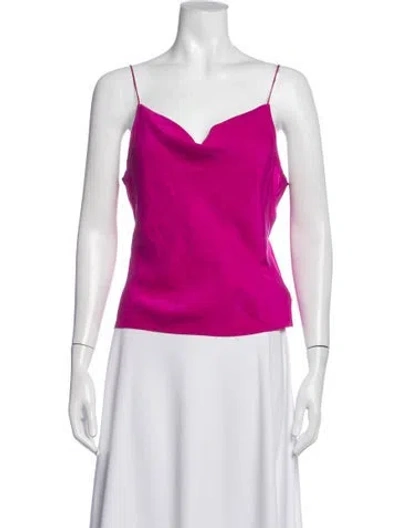 Pre-owned Fleur Du Mal Silk Cowl Neck Top In Pink