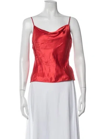 Pre-owned Fleur Du Mal Silk Cowl Neck Top In Red