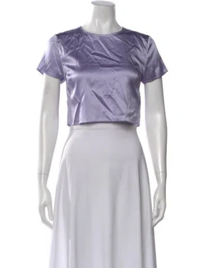 Pre-owned Fleur Du Mal Silk Crew Neck Crop Top In Purple