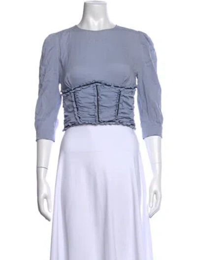 Pre-owned Fleur Du Mal Silk Crew Neck Top In Blue