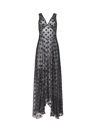 Fleur Du Mal Silk Dot Gown In Black