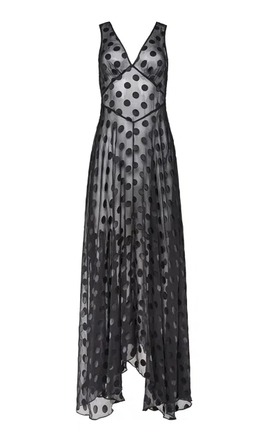 Fleur Du Mal Silk Dot Gown In Black