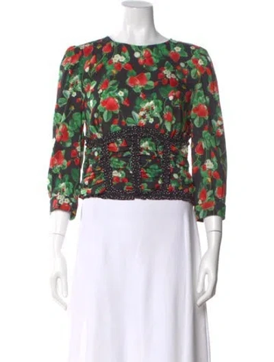 Pre-owned Fleur Du Mal Silk Floral Print Blouse In Black