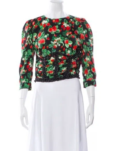 Pre-owned Fleur Du Mal Silk Floral Print Blouse In Black