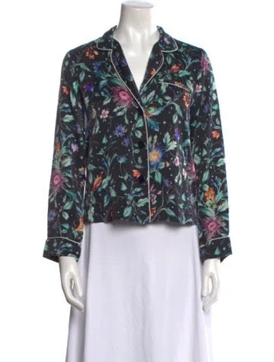 Pre-owned Fleur Du Mal Silk Floral Print Blouse In Multi
