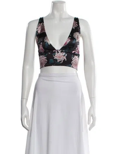 Pre-owned Fleur Du Mal Silk Floral Print Crop Top In Multi