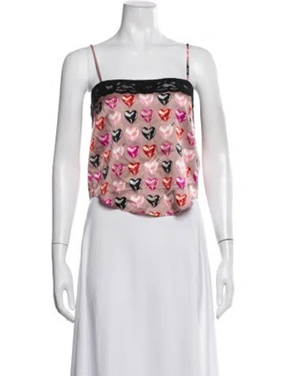 Pre-owned Fleur Du Mal Silk Floral Print Crop Top W/ Tags In White