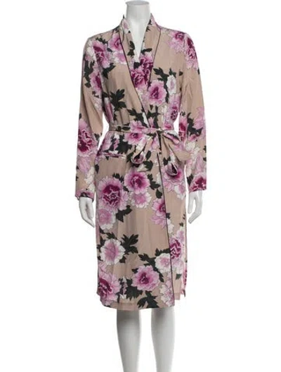 Pre-owned Fleur Du Mal Silk Floral Print Robe In Pink