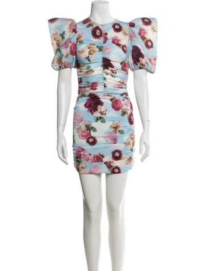 Pre-owned Fleur Du Mal Silk Floral Print Skirt Set W/ Tags In Blue