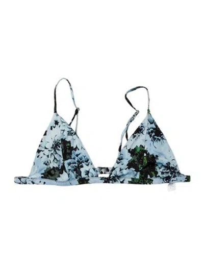 Pre-owned Fleur Du Mal Silk Floral Print Sports Bra In Blue