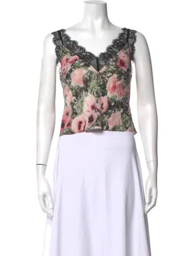 Pre-owned Fleur Du Mal Silk Floral Print Top In Pink