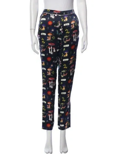 Pre-owned Fleur Du Mal Silk Graphic Print Pajamas In Blue
