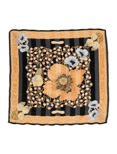 Pre-owned Fleur Du Mal Silk Graphic Print Scarf In Black