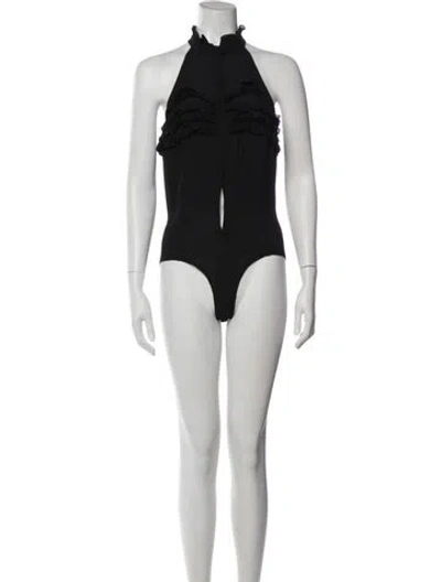 Pre-owned Fleur Du Mal Silk Halterneck Bodysuit In Black