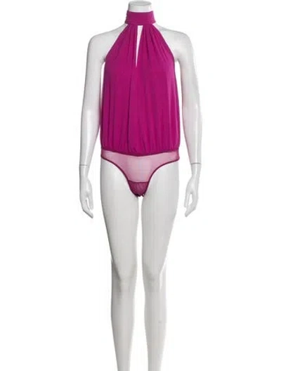 Pre-owned Fleur Du Mal Silk Halterneck Bodysuit In Pink