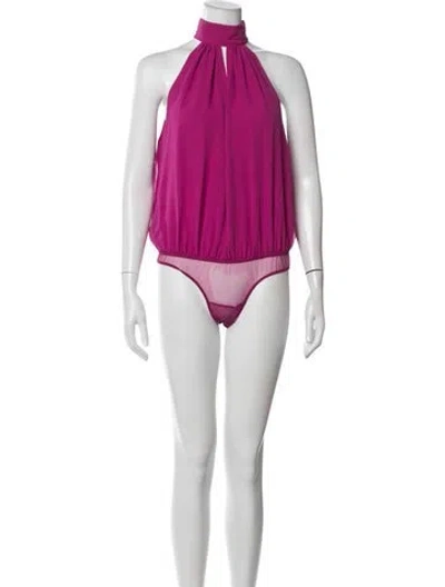 Pre-owned Fleur Du Mal Silk Halterneck Bodysuit In Pink