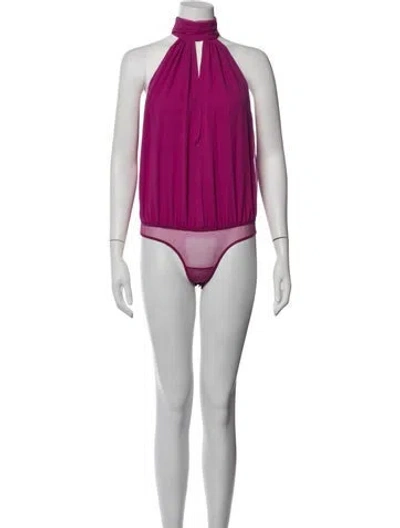 Pre-owned Fleur Du Mal Silk Halterneck Bodysuit W/ Tags In Pink