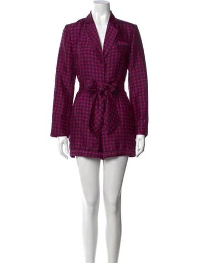 Pre-owned Fleur Du Mal Silk Houndstooth Print Jumpsuit In Purple