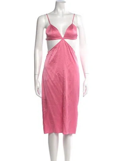 Pre-owned Fleur Du Mal Silk Knee-length Dress In Pink