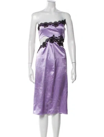 Pre-owned Fleur Du Mal Silk Knee-length Dress In Purple