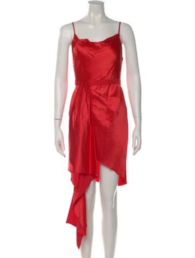 Pre-owned Fleur Du Mal Silk Knee-length Dress In Red