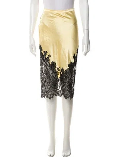 Pre-owned Fleur Du Mal Silk Knee-length Skirt In Yellow