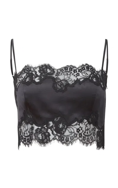 Fleur Du Mal Black Floral Top In 0100 Black