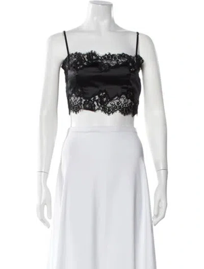Pre-owned Fleur Du Mal Silk Lace Pattern Crop Top In Black