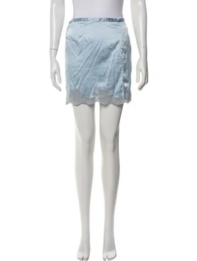 Pre-owned Fleur Du Mal Silk Lace Pattern Nightgown In Blue